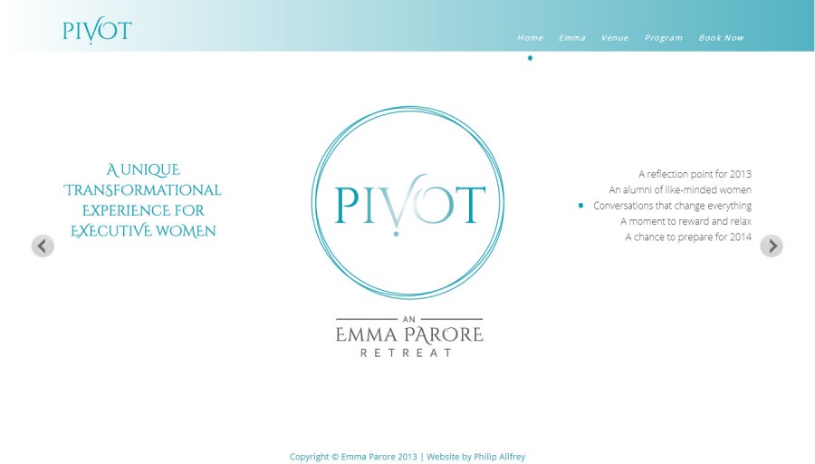 Screenshot of Pivot Retreat website